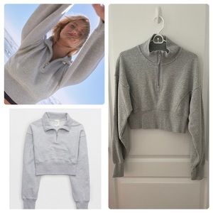 OFFLINE BY AERIE THROW-BACK CORSET CROPPED QUARTER ZIP